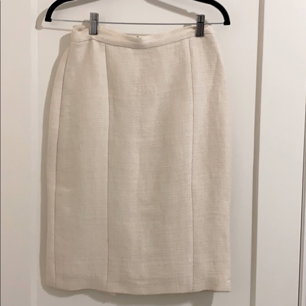 Narciso Rodriguez Cream Bouclé Linen Skirt